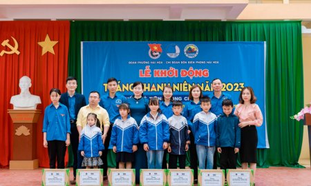 Đoàn TNCS Hồ Chí Minh phường Hải Hòa phối hợp với chi đoàn Đồn biên phòng Hải Hòa tổ chức Lễ khởi động tháng thanh niên năm 2023